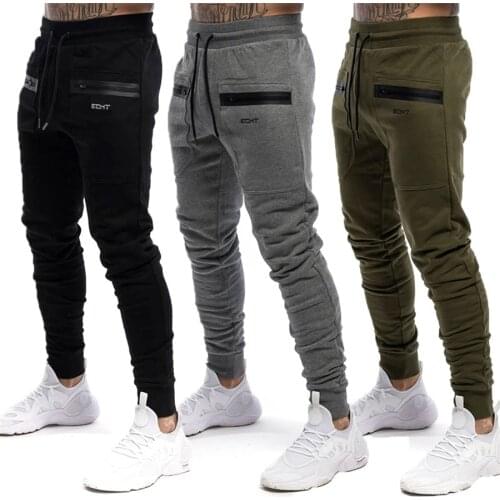 New Mens Joggers Zip pocket Sweatpants Men Autumn Fitness Workout Cotton Trousers Male Casual Fashion Skinny Bodybuilding Pants