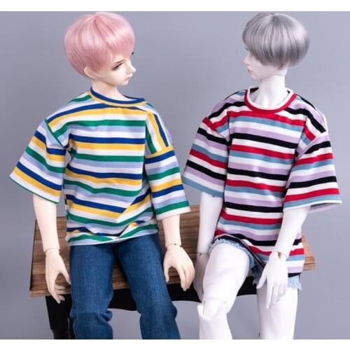 D03-P201 children handmade toy 1/3 1/4 uncle SSDF Doll clothes BJD/SD doll clothes colorful Striped short sleeves shirt 1pcs