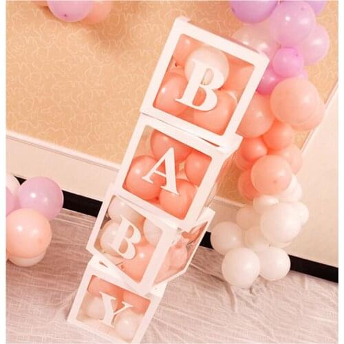 Baby Shower Decorations Boy Girl 12inch Transparent Box and Balloon Air First 1st Birthday Wedding Party Decor