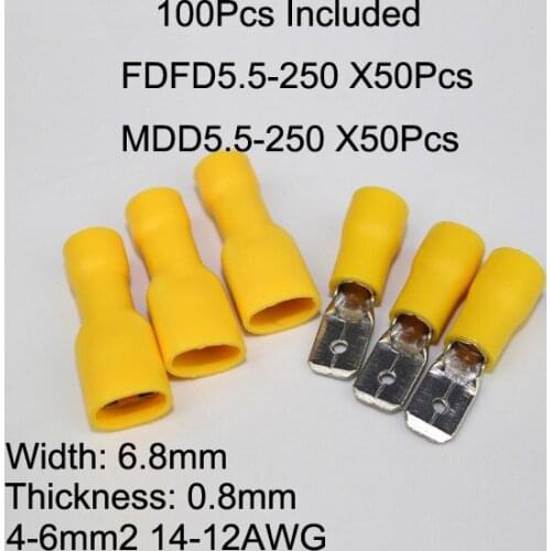 FDFD5.5-250 MDD5.5-250 Female and male Insulated Electrical Crimp Terminal 14-12AWG wire connector terminal