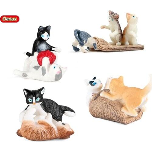 Oenux Simulation Lovely Cat Animals Kawaii Kitty Model Action Figure Cute Decoration Education Miniature Cake Topper Kids Toy