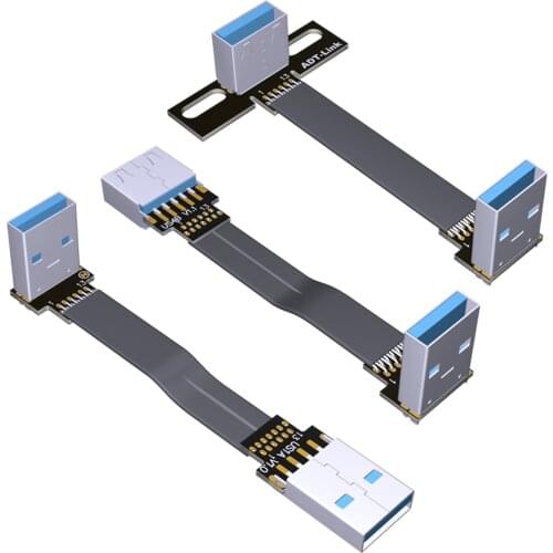 FPV USB 3.0 Type-A Axial Elbow 90 Degree Adapter 5cm-300cm FPC Ribbon Flat USB Cable for HDTV AV Multicopter Aerial Photography