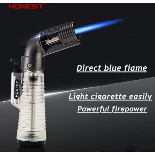 HONEST Inflatable Butane Torch Gas Lighter Blue Flame Lighter Smoking Accessories Cigarette Lighter Mens Accessory