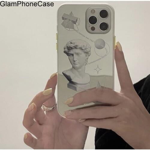 GlamPhoneCase Artistic stone carving mirror Phone Case For iPhone12Pro/max 11Pro/Max XS Max XR Soft Silicone Cover For iPhone11