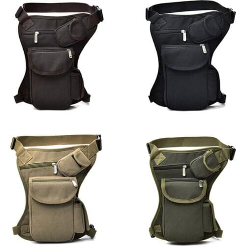 Cycling canvas waist bag Outdoor tactical multi-function leg bag Mens bag leisure sports waist bag Fishing tackle bag