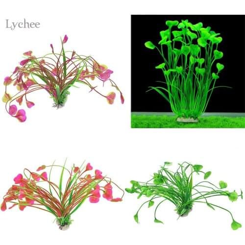 Lychee Life Artificial Grass Wedding Decor Simulation Protection Materials PVC Water Plants For Fish Tank Aquarium Accessory