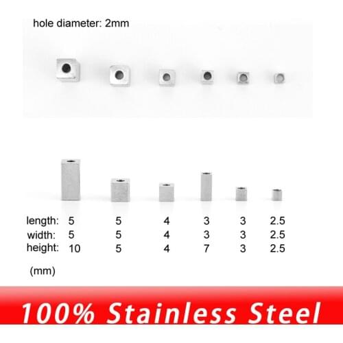 Cube beads for jewelry making 3/4/5mm diy square rectangle beads for necklace bracelets stainless steel high quality wholesale
