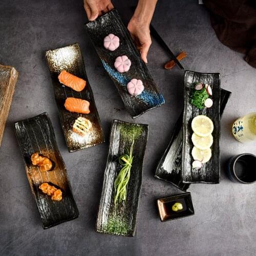 Cuisine, long sushi plate, special restaurant, ceramic long plate, creative dessert plate, sushi plate, commercial tableware