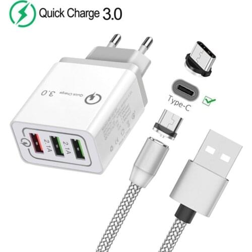 Magnetic USB Cable For Samsung Galaxy A20E A50 S8 Note 10 9 Huawei Mate 20 Pro P30 lite Type C Magnet Charge QC 3.0 Fast Charger