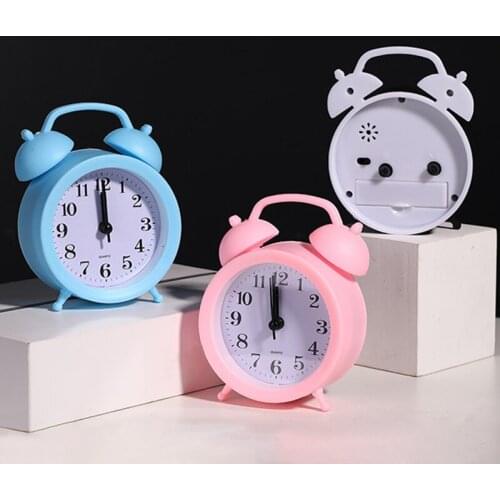 Mini Alarm Clock Electronic Round Number Double Bell Desk Table Digital Quartz Clock Home Decoration Retro Portable Cute Durable