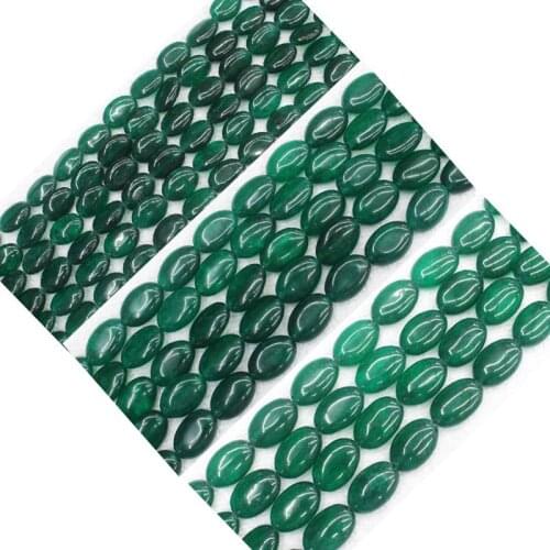 Mini. Order is $7! 9x13-13x18mm Flat Oval Egg Shape Green Jades Round DIY Jewelry Making Loose Beads 15"