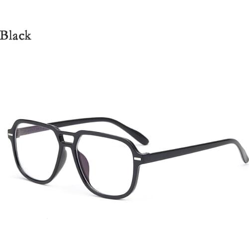Fashion Anti Blue Light Men Plain Glasses Square Double-Beam PC Frame Retro Literary Artistic Women Decorative Goggles P045