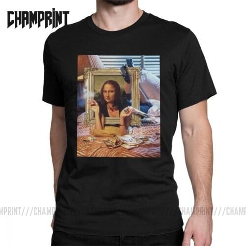 Pulp Fiction Mona Lisa Men T Shirts Peliculas Art Meme Leisure Tee Shirt Short Sleeve T-Shirts Pure Cotton Gift Idea Clothes