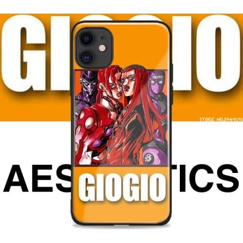 Vento Aureo GIOGIO JoJos Anime For iPhone SE 6s 7 8 Plus X XR XS 11 Pro Max Tempered Glass Soft Silicone Phone Case Cover Shell