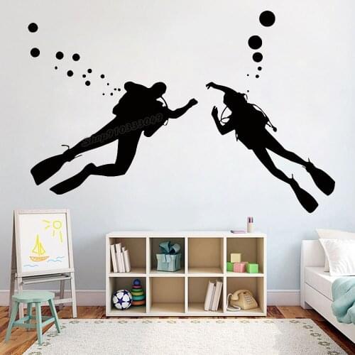 Diving Wall Stickers Vinyl Sticker Ocean Sea diver Wall Decal For Kids Rooms Living Room Decor Poster Home Decor Design B104
