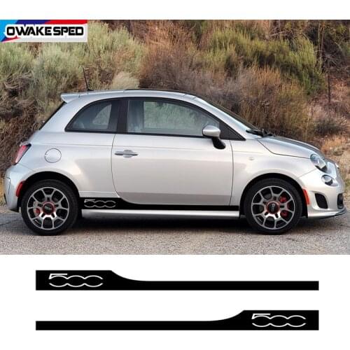 2pcs Car Door Side Stripes Skirt Stickers Auto Body Vinyl Kit Decal For Fiat 500 Abarth 595 695 500C 500e Exterior Accessories