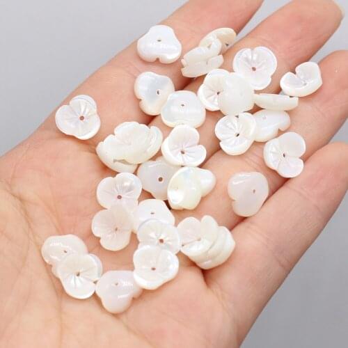 Natural Freshwater White Shell Petal-shaped Shell Pendant Beads Necklace Bracelet Jewelry Accessories Different Sizes 4Pcs/pack