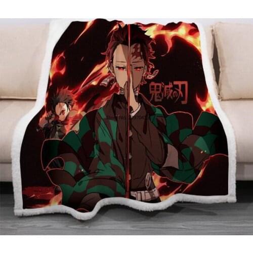 New 2021 Anime Demon Slayer Kimetsu no Yaiba Printed Velvet Plush Throw Blanket For Kid Adult Gift Soft Warm Bedding Blanket