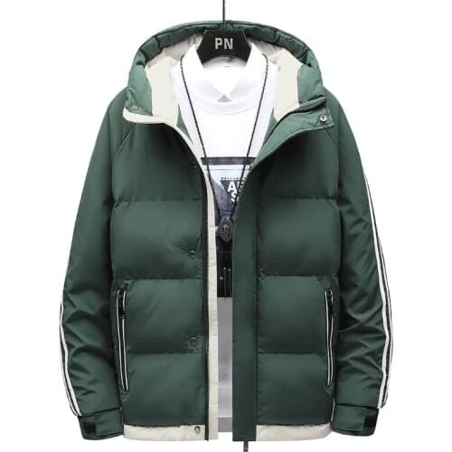 Mens 2021 New Winter Warm Jacket Fashion Simple Hooded Solid Color Thick Cotton Lining Jacket M-4XL Mens Chaqueta De Hombre