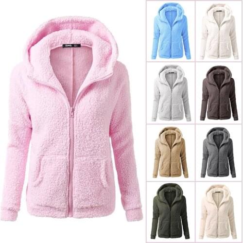 Autumn Winter Women Hoodies Fleece Hooded Long Sleeve Zipper Thicken Coat Outwear Sudaderas Jacket Sweatshirts Lady
