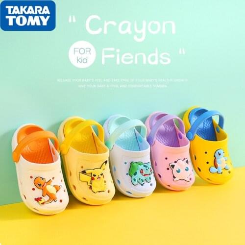 Pokemon Anime Genuine New Summer Slippers Animation Kawaii Pikachu Indoor and Outdoor Sandals Children Toys Birthday Gifts