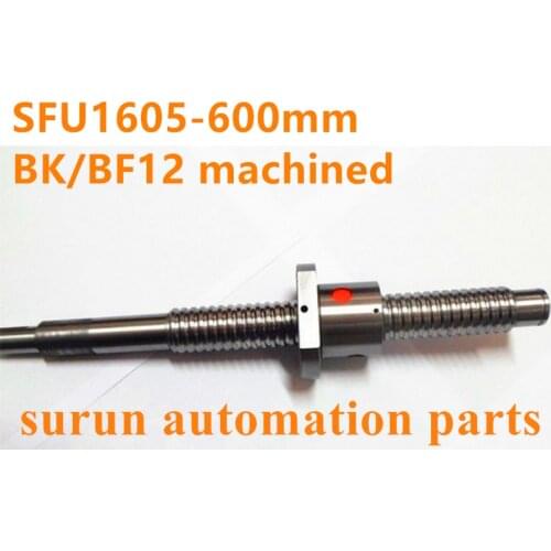 RDBB SFU1605 600mm Rolled Ball screw with single Ballnut for CNC parts BK/BF12 standard machined 3D Printer Parts