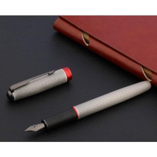 High quality brand JINHAO 75 Fountain Pen Checkered Grab ash flush Tungsten steel black nib Iridium ink pen stationery jinhao