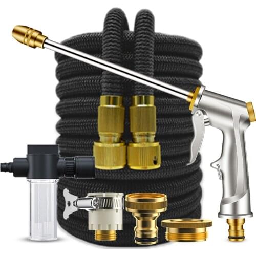 Garden Water Hose Flexible Magic Expandable Home High Pressure Car Wash Plastic Pipe With Foam Spray Gun For Watering Irrigation