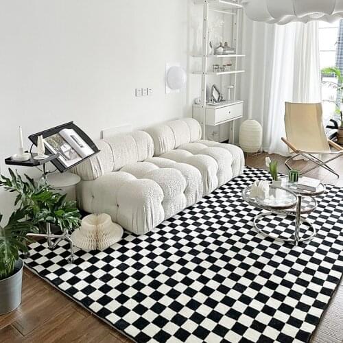 Checkerboard Plaid Carpet INS Large Plush Carpet for Living Room Area Rug Non-slip Kid Play Mat Soft Bedside Rug Floor Mat Tapis