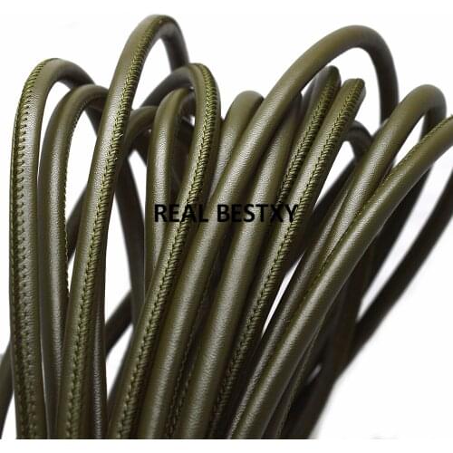 5m/lot APPROX 6mm/hunter Round Stitched Leather Cord High Quality Premium Leather Cord hunter PU leather cords sale sewing cord