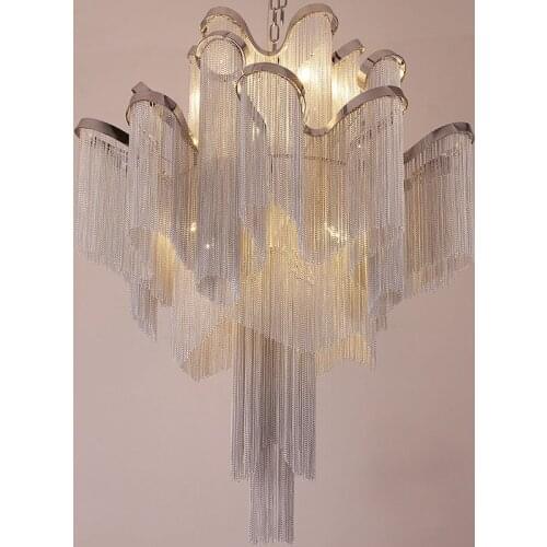 Modern Luxury LED Pendant Lights for Hotel Hall Castle Stair Decoration Chain Fringed Pendant Hanging Lamps Home Indoor Lighting