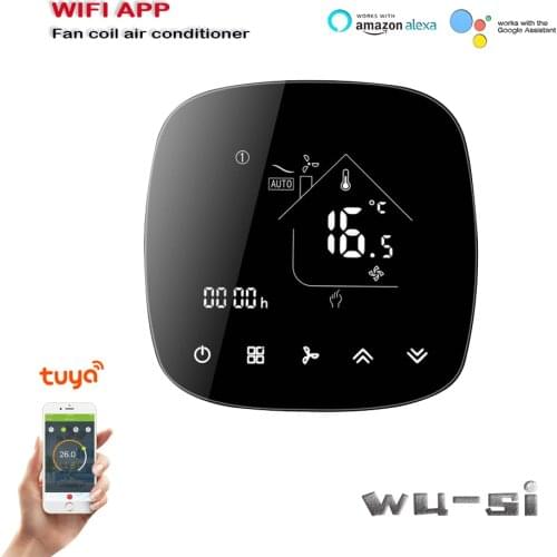 95-240VAC TUYA Fan Coil room thermostat WIFI ,2pipe/4pipe for heating and cooling,works with google home