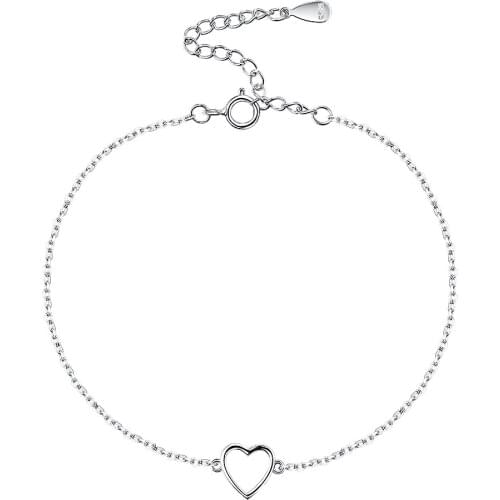 ZEMIOR Simple Style Bracelet For Women S925 Sterling Silver Love Heart Chain Bracelets Adjstable Size Fine Jewelry Sale New