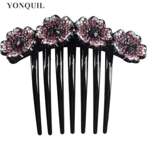 New Crystal Shining Flower Hair Comb Women Fashion Hair Clip Rhinestone Hair Accessories Girls Hairpin Headwear Floral Headdress