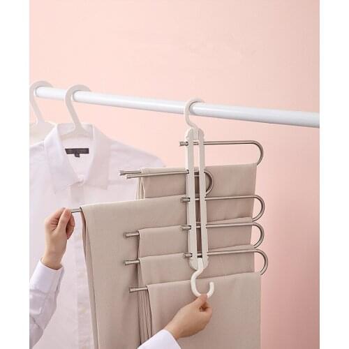 1PC Multifunctional Folding Trouser Rack Clip Household Hanger Trouser Clip Pants Hook Multi-layer Magic Storage Rack OK 1169