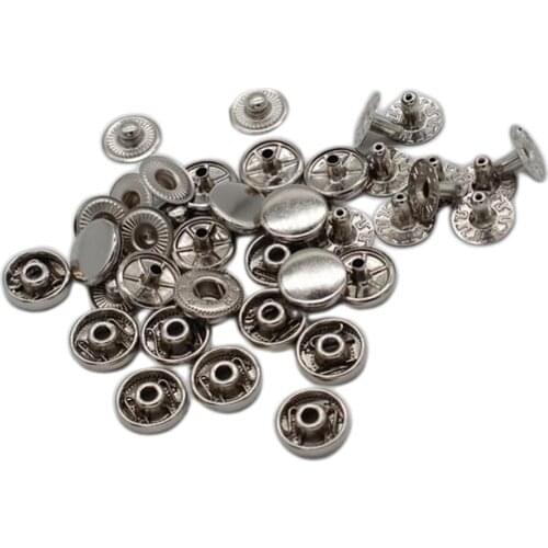 10 Sets Copper Snap Buttons Popper Fasteners for Clothes Jeans Bags Decor Silver