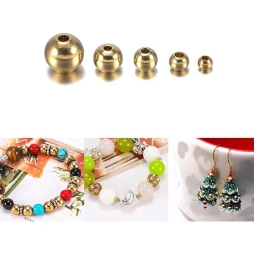 100pcs Original Brass Round Ball Space Beads 3/4/5/6/8mm Bracelets Loose Charm Bead for DIY Necklaces Jewelry Making Accessories