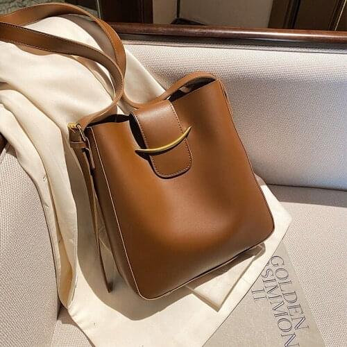 2 Pcs/set Simple Designer PU Leather Bucket Bags Vintage Simple Crossbody Bag 2021 Luxury Lady Shoulder Handbags Total Bag