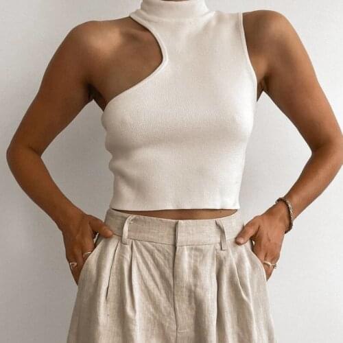 2021 Streetwear Irregular Off-the-Shoulder Vest Knitted Thin Solid Color Y2k Top Base Shirt Temperament Tops Womens Tube Top