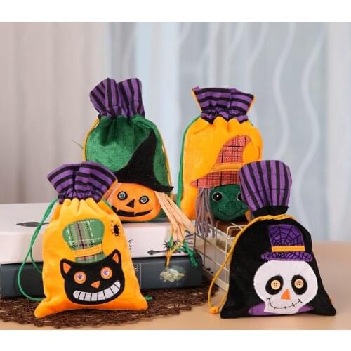 2022 Halloween Favor Party Decoration Pumpkin Witch Drawstring Bag For Home Halloween Ornament Party Kids Gift Bag Supplies