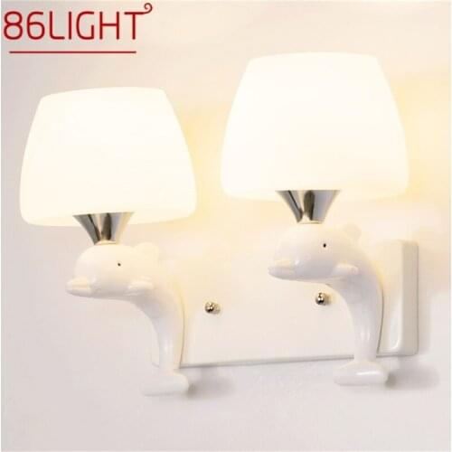 86LIGHT Wall Lights Modern LED Lamps Creative Cartoon Indoor White Dolphin For Home Children Bedroom