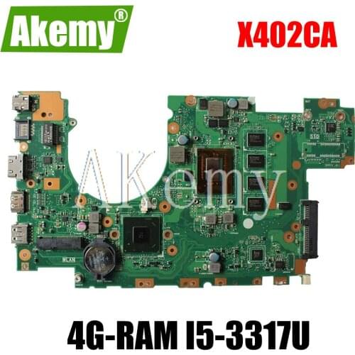 Akemy X402CA Laptop motherboard For Asus X502C X402C X502CA X402CA original mainboard DDR3L 4GB-RAM I5-3317U test 100% OK