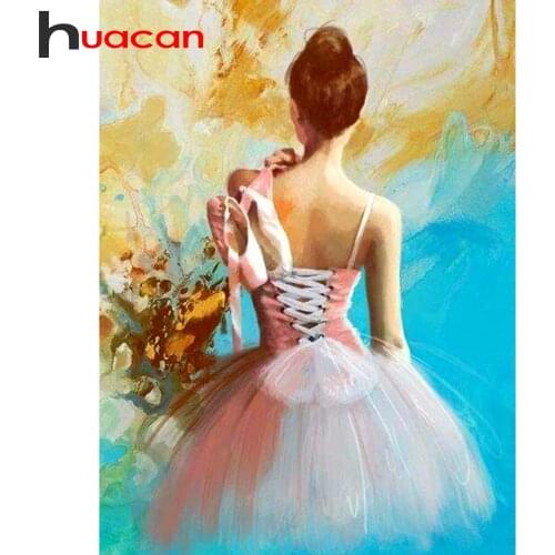 Huacan 5D DIY Diamond Painting Ballet Girl Full Drill Diamond Mosaic Embroidery Portrait Picture Of Rhinestones Home Decoration