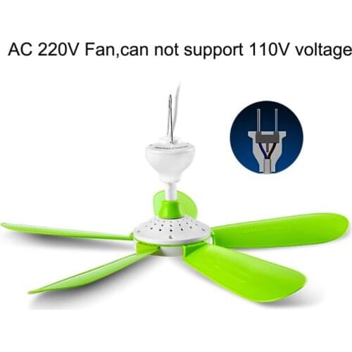AC 220V 7W 5 Leaves Mini Silent Household Dormitory Bed Electric Hanging Fan Ceiling Fan Energy Saving Air Cooling Fan US Plug