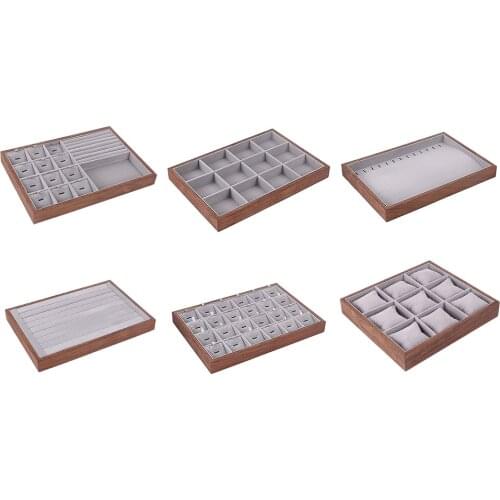 Wood Box Flocking Lining Jewelry Jewelry Box Jewelry Display Holder Bracelet Ring Earring Storage Case Organizer