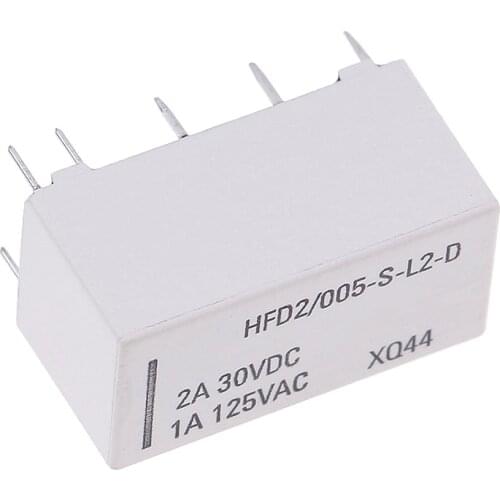 Hot sale 5V Coil Bistable Latching Relay DPDT 30VDC 2A 1A 125VAC HFD2/005-S-L2-D Realy