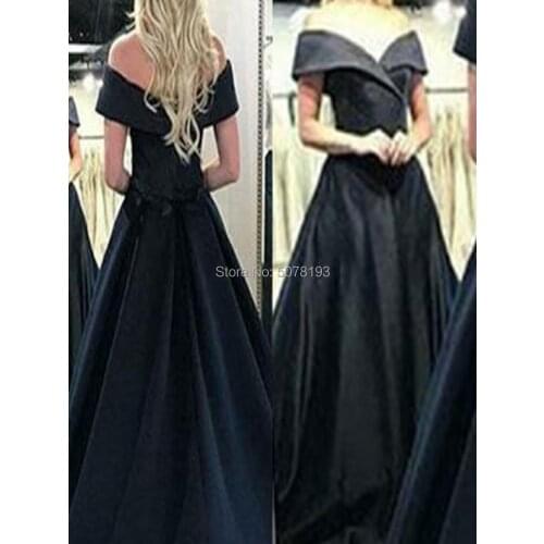 Grace V-neck off-the-shoulder A-line floor-length satin evenig dresses/gowns zipper&draped free shipping