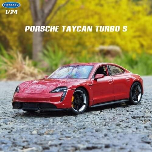 Welly 1:24 Hot style Porsche Taycan Turbo S alloy car model simulation decoration collection gift toy Die casting model boy toy