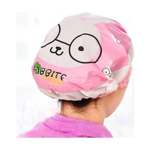 Fashionable and lovely bathing cap cute cartoon lace edge waterproof bath cap South Korea oil fume shampoo cap t