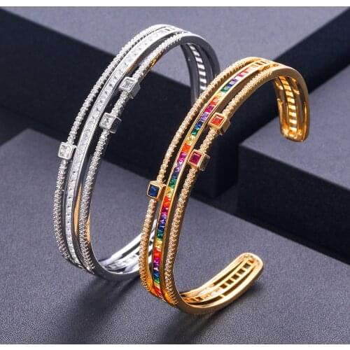 Janekelly Trendy Luxury Brand Fashion Bracelet Multicolor Stones Tribal Bangle with Oval Plate Geometric Shapes Women Mana Jewe